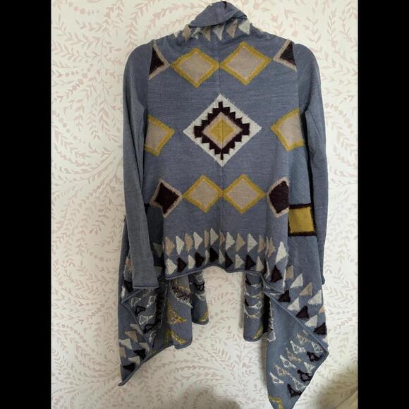 FALL CLEARANCE EUC Anthropologie Geo Pattern Wool Cardigan - Fiets Voor 2 - Picture 5 of 6